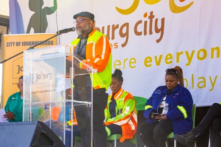 Imraan Moosa at a community engagement in Lenasia